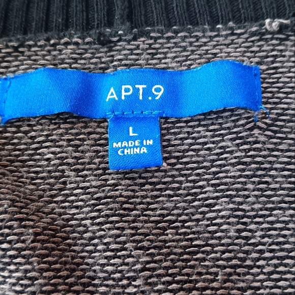 APT 9 Gray & Black Light Weight Long Sleeve Knit Striped Cardigan Sweater Large - Picture 8 of 8